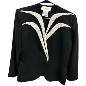 Montage By Mon Cheri Black Embellished Blazer Jacket Beaded Detailing Size 14
